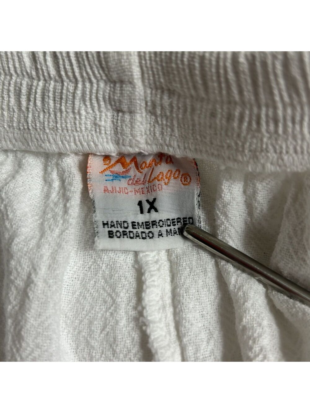 Boho Chic White Cotton Gauze Wide Leg Crop Pants Embroidered Lace Plus Size 1X - Picture 4 of 5